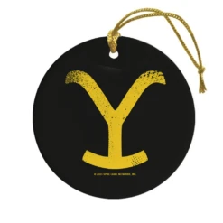 Yellowstone Y Logo Double-Sided Ornament -Bioworld Shop YS Y logo 100326 BK MF