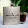 Yellowstone Logo Personalized Stainless Steel Flask -Bioworld Shop YS YL PSF 52 100193 PERSO MF