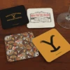Yellowstone Dutton Ranch Coasters With Mahogany Holder -Bioworld Shop YS YLOGO1 100244 MF