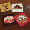 Yellowstone Logos Coasters With Mahogany Holder -Bioworld Shop YS YLOGO2 100244 MF