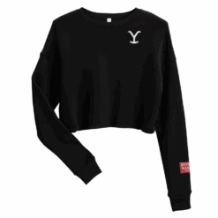 Yellowstone Can't Reason With Evil Women's Fleece Crop Sweatshirt -Bioworld Shop womens cropped sweatshirt black front 618530c389e40